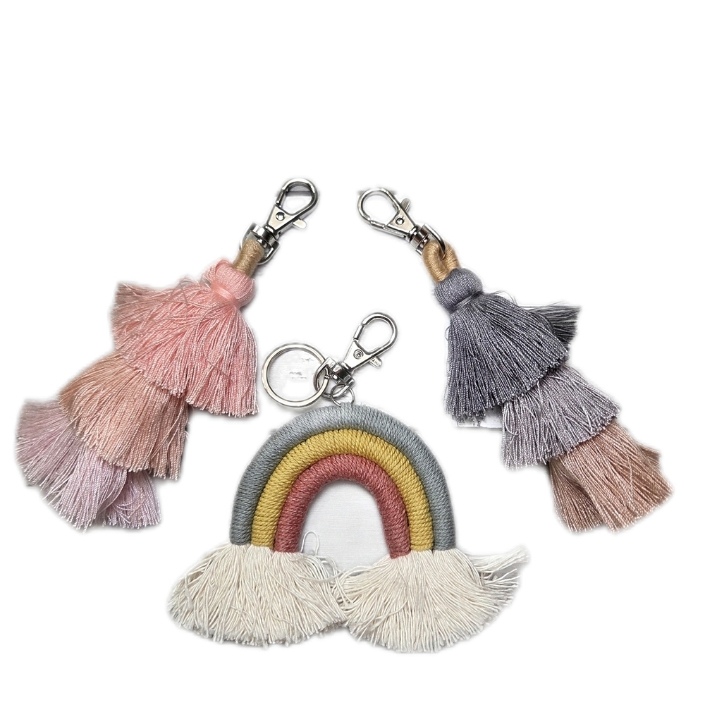 Tassel and Rainbow Keychain Trio
